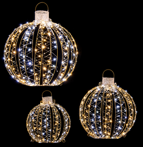 lot 285 image: Costway 3 Pack Christmas LED Light Balls Outdoor Hanging Light Spheres w360 Lights