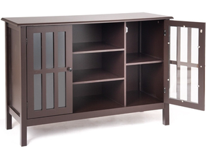 lot 288 image: Costway Wood TV Stand Console Cabinet for 45 TV - 43 x 16 x 30.5(L x W x H) (Damaged See Photos)