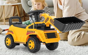 lot 420 image: HONEY JOY Ride On Excavator, Ride On Push Car for Toddlers, Outdoor Digging Bulldozer wWorking Shovel, Storage, Ride on Construction Vehicle for Kids, No Power Ride On Toy for Boys Girls, Yellow