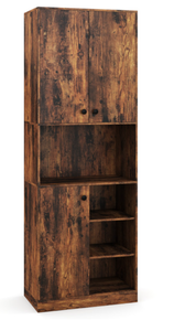 lot 422 image: Costway Kitchen Pantry Storage Cabinet with Microwave Stand and Open Shelves 23.5 x 13x 65.5