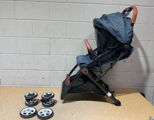 lot 22 image: BABY JOY Lightweight Baby Stroller, Compact Toddler Travel Stroller for Airplane, Infant Stroller w 5-Point Harness, Adjustable BackrestFootrestCanopy, Storage Basket, Easy One-Hand Fold, Blue