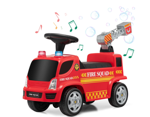lot 346 image: Costway Kids Ride On Fire Truck Foot-to-Floor Sliding Push Car w Music & Bubble Maker