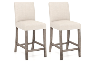 lot 348 image: Giantex Bar Stools Counter Height Set of 2, 24.5 Modern Fabric Bar Chairs with Back, Footrest & Solid Wood Legs, Upholstered Wood Barstools for Kitchen Island, Home Bar, Cafe, Beig