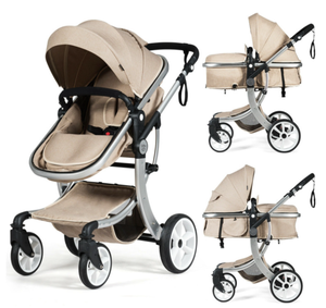 lot 349 image: 2-in-1 Foldable High Landscape Baby Stroller with Diaper Bag