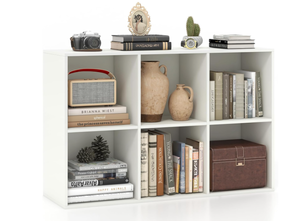 lot 356 image: Giantex 6-Cube Bookcase, 3-Tier Cubby Bookshelf, Horizontal Vertical Display Rack with Anti-Tipping Kits, Modern Storage Organizer Shelf Unit for Bedroom, Living Room, Study Room, White