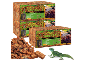 lot 362 image: Riare 6 Pack Natural Coconut Chip Substrate for Reptiles- Compressed Coconut Husk Reptiles Bedding, Coco Husk Chip Terrarium Substrate for Snakes, Tortoises, Ball Python, Frogs, Bearded Dragon, Lizard