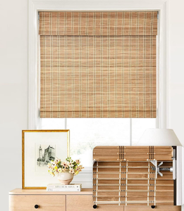 lot 364 image: LazBlinds No Tools No Drill Cordless Bamboo Roman Shades, Light Filtering Window Treatment, Roll Up Bamboo Blinds for Window 35 W x 64 H, Brown
