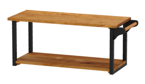 lot 36 image: Costway Teak Wood Wall Mounted Floating Shelves with Towel Bar 40.5 x 15.5 x 16