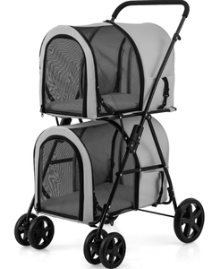 lot 37 image: Giantex Double Pet Stroller with 2 Detachable Carrier Bags, 4 Lockable Wheels Cat Stroller