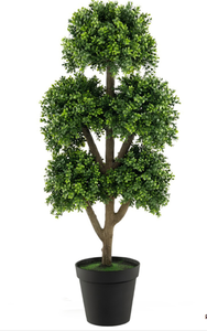 lot 74 image: Costway Artificial Boxwood Ball Topiary Tree In Pot 4ft