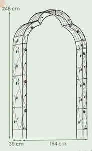 lot 90 image: COSTWAY Garden Arch Arbor Trellis 2 Half Arches Metal Arbour Archway-Black