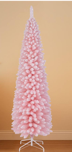 lot 94 image: BreeBe - Flocked Xmas Tree with Dense Branches 7ft- Pink