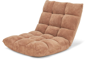 lot 116 image: Giantex Folding Floor Chair with Back Support, 14 Adjustable Position, Padded Sleeper Bed, Couch Recliner, Gaming Floor Chairs for Adults, Meditation, Living Room (TAN)