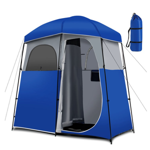 lot 117 image: Costway Double-Room Camping Shower Toilet Tent with Floor Oversize Portable Storage Bag