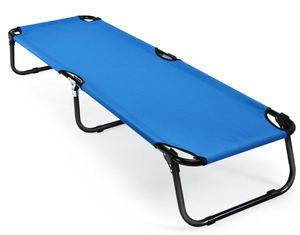 lot 118 image: Costway Blue Folding Camping Bed Outdoor Portable Military Cot Sleeping Hiking Travel 74.5(L) 22(W)  12(H)