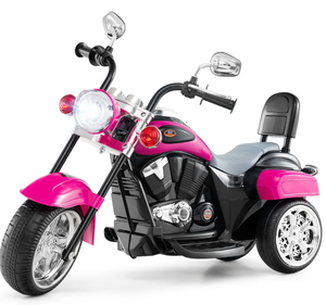 lot 123 image: Costway 6V Powered Toddler 3-Wheel Motorbike Ride On Toy with Horn and Headlight, Hot Pink