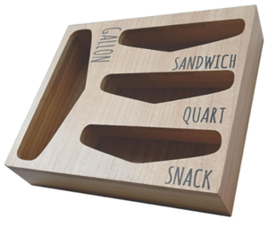 lot 138 image: Losvio Bag Storage Organizer for Kitchen Drawer, Wooden Farmhouse Style Bags Organizer, Compatible with Gallon, Quart, Sandwich and Snack Variety Size Bag (Natural)