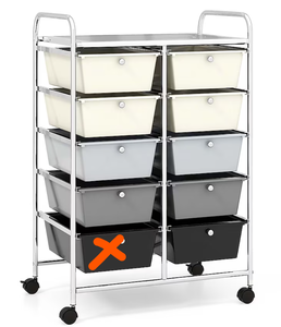 lot 142 image: Costway 10-Drawer Storage Cart Utility Rolling Trolley Kitchen Organizer Grey Gradient (Missing 1 Drawer (9 Total)
