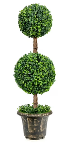 lot 149 image: Costway 36 Artificial Topiary Double Ball Tree Indoor Outdoor UV Resistant