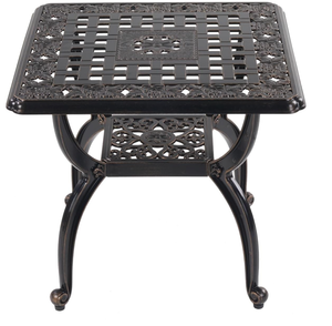 lot 164 image: WILOUNGE Cast Aluminum Outdoor Side Table,Small Patio Table,Outdoor Coffee Tables for Patio,Garden,Balcony, for All Weather 20.87D x 20.87W x 18.5H (Copper, Square) (Maybe Missing Hardware)