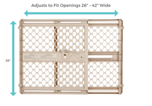 lot 166 image: Toddleroo by North States - Supergate Ergo Baby Gate Plastic Baby Gate for Stairs & Doorways - Adjustable Indoor Safety Gate - Made in USA - 26 to 42 Inches Wide - 26 Inches Tall - Sand