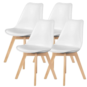 lot 167 image: MyDepot Mid-Century Modern PU Leather Dining Chairs Set of 4 (USED, Maybe Missing Hardware)