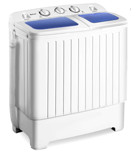 lot 195 image: Giantex Portable Mini Compact Twin Tub Washing Machine 20lbs Washer Spain Spinner Portable Washing Machine, Blue White
