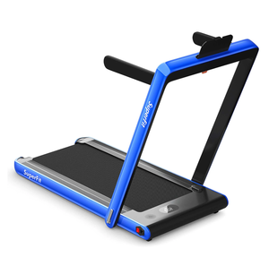 lot 197 image: Costway SuperFit Up To 7.5MPH 2.25HP 2 in 1 Dual Display Screen Treadmill Jogging Machine WAPP Control Blue (Maybe Missing Hardware)
