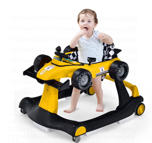 lot 199 image: Costway 4-in-1 Baby Walker Foldable Activity Push Walker Adjustable Yellow (Slightly Used, Attempted To Assemble)