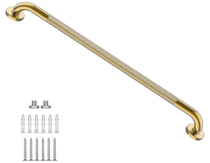 lot 381 image: Zepolu Gold Shower Grab Bar wAnti-Slip Knurled Grip 36 Inch, Zepolu Wall Mounted Stainless Steel Bath Grab Bar,Safety Balanced Handrail, Handicap Injury Elderly Senior Assist Support Textured Handle