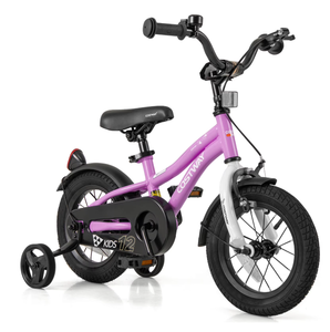 lot 395 image: Costway 12 Kids Bike for 3-4 Years Old Boys & Girls with Adjustable Seat Handbrake Reflectors Purple