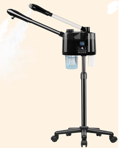 lot 427 image: Professional Facial Steamer with Ozone and Hot & Cold Mist, Esthetician Steamer on Wheels, Face Humidifier for Facial Deep Cleaning, Digital Facial Steamer for Home and Salon, Black (Missing Parts or Pieces. Minor Transit Damage)