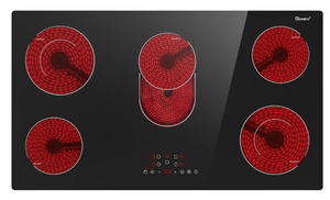 lot 436 image: GIONIEN Electric Cooktop 36 Inch 5 Burners,220240V,Built in Electric Stove Top,8400W Radiant Ceramic Cooktop with Hardwired,Touch Control,Child Lock,Dual-Ring Heating,Expandable Zones