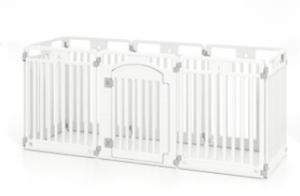 lot 444 image: Costway 6-Panel Tall Plastic Dog Fence Indoor Outdoor Puppy Pen With Locking Door-White (Maybe Missing Parts or Pieces)