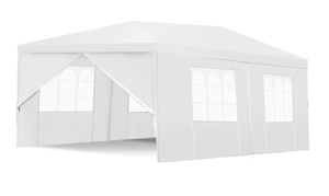 lot 446 image: TANGKULA Outdoor Tent 10x20, White Party Wedding Tent Canopy with Removable Sidewalls, Portable Canopy Shelter Tent Pavilion for Market, Outside Tents for Events, Backyard