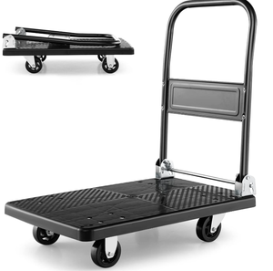 lot 455 image: Goplus Folding Push Cart Dolly, Moving Platform Hand Truck w 360° Swivel Wheels, Spacious & Non-Slip Loading Area, Rolling Flatbed Cart for Loading & Storage, 440 LBS Max Load (28 x 19)