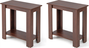 lot 477 image: Giantex 2-Tier End Table White, Modern Side Table with Storage Shelf