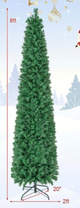 lot 479 image: Costway 8-ft Pre-Lit Artificial Xmas Tree with Colourful Fibre Optics and 889 PVC Branch Tips (Missing Hardware And Power Cord)