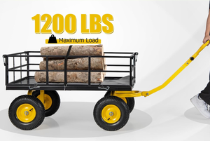 lot 480 image: Toolsempire Utility Garden Cart, 1200 lbs Capacity Heavy Duty Wagon Cart with Rotating Handle, Removable Sides & 13 Wheels, Metal Utility Cart for Outdoor Hauling & Gardening