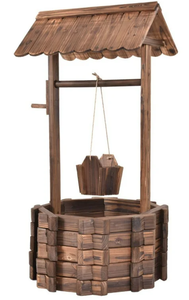 lot 481 image: Costway Outdoor Wooden Wishing Well Planter Bucket
