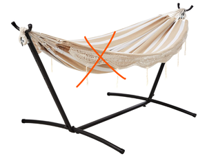 lot 495 image: Amazon Basics Double Hammock Stand with 9-Foot Space Saving Steel Stand and Carrying Case, 450 lb Capacity, 110 x 47 x 43 inches (USED Only Stand)
