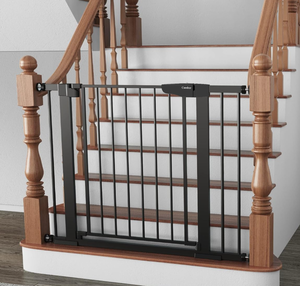 lot 498 image: Cumbor 29.7-40.6 Baby Gate for Stairs, Baby Essential Safety Gate, Moms Choice Awards Winner-Dog Gate for Doorways, Pressure Mounted Auto-Close Pet Gates for Dogs Indoor, Durable Child Gate, Black