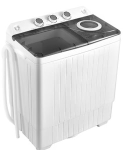 lot 61 image: Costway 26 lbs Portable Semi-automatic Twin Tub Washing Machine with Drain Pump Gray (Turns On But Not Tested.)