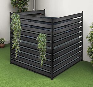 lot 45 image: 42 H x 38 W (3 Panels) Air Conditioner Fence Screen Trash Can Privacy Fence Panels for Outside Unit, Pool Eequipment Enclosure, No Dig Backyard Fencing (Black)