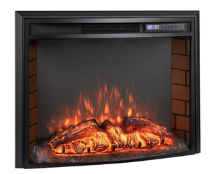 lot 46 image: Tangkula 26Electric Fireplace Insert, 750W1500W Recessed Curved Fireplace Heater with Remote Control, Overheat Protection, 6H Timer, Adjustable Flame Colors and Brightness (26 inches)