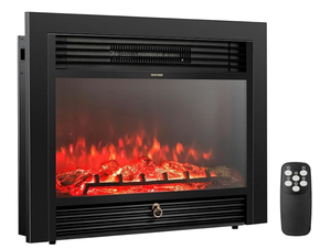 lot 291 image: COSTWAY Electric Fireplace Inserts 28.5-inch Wide, 750W1500W Wall Recessed and Freestanding Fireplace with 3 Flame Colors, 5 Brightness Settings, 8H Timer, Remote Control, Heater for Indoor Use