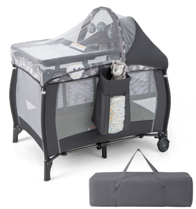 lot 394 image: Costway Baby Portable Nursery Center 4-in-1 Portable Travel Crib (Photo Is For Style Reference Only)