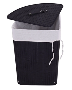 lot 484 image: Costway Corner Bamboo Hamper Laundry Basket, Black