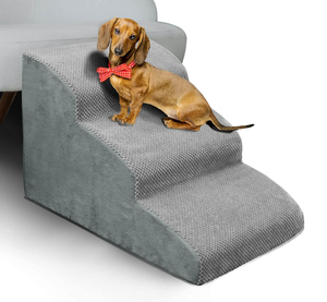 lot 152 image: 3 Steps High Density Foam Dog Stairs Ramps,Non-Slip Pet Steps for Older Dogs,Pet with Joint Pain, Sofa Bed Ladder for Cats