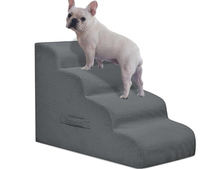 lot 155 image: Dog Stairs for Small Dogs and Cats, 20 H 4 Steps Dog Ramp for High Beds, Couch, Sofa, Waterproof Pet Stairs with Removable Washable Cover, Non-Slip Sturdy Pet Steps